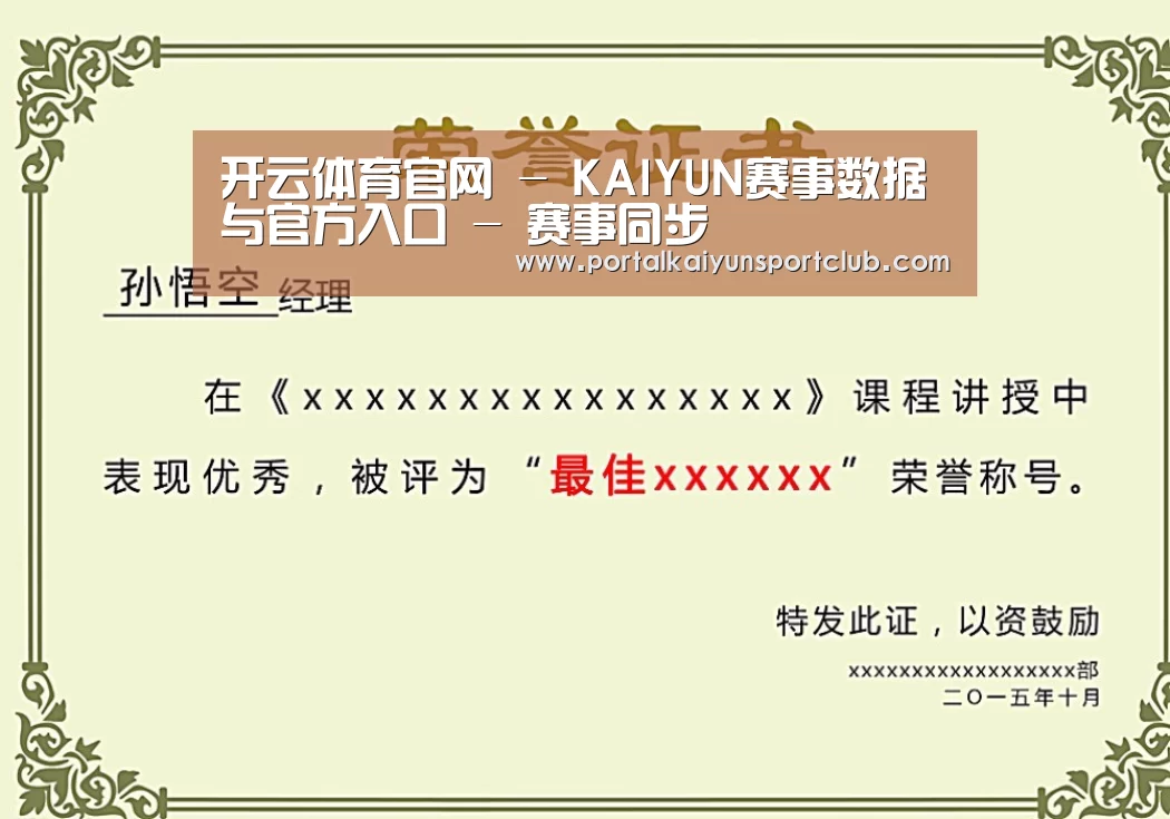 KAIYUN官网荣誉证书二